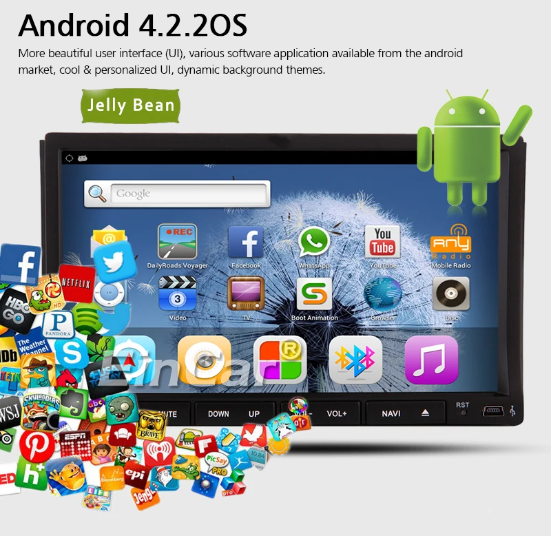 Eincar головное устройство музыка емкостный Видео FM Android 5 1 автомобильный DVD CD плеер