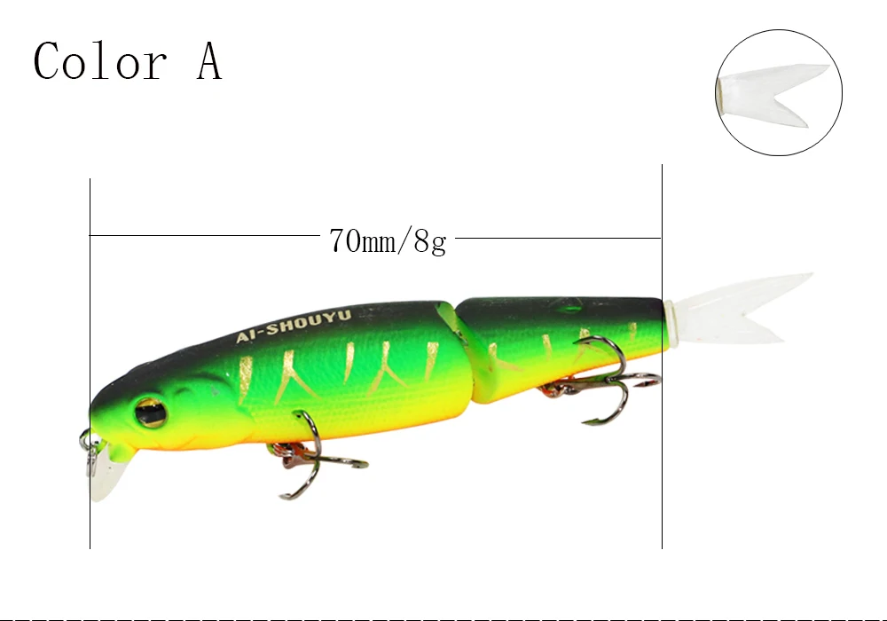 AI-SHOUYU, новинка, воблер Magallon, 70 мм, 8 г, жесткая приманка в виде гольяна, искусственная приманка, плавать с запасным хвостом, рыболовная приманка с 2 крючками