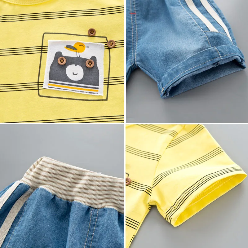 Baby Boy Suit Set Kids Summer Outfit Toddler Baby Stripe Cotton Clothing Set Cute Cartoon Children Boys Clothing T-Shirt+Shorts Baby Boy Suit Set Kids Summer Outfit Toddler Baby Stripe Cotton Clothing Set Cute Cartoon Children Boys Clothing T-Shirt+Shorts