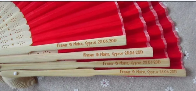 DHL 100 шт/партия персонализированные шелковые свадебные веера+ печать Вашего текста
