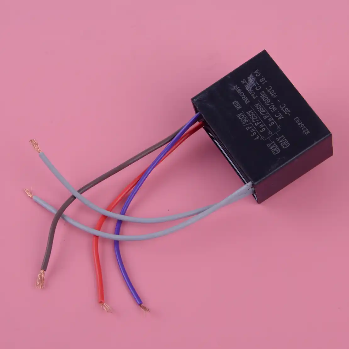 Letaosk 1pc Plastic Ceiling Fan Capacitor Cbb61 4 5uf 6uf 5uf 5 Wire 250v 300v Ac