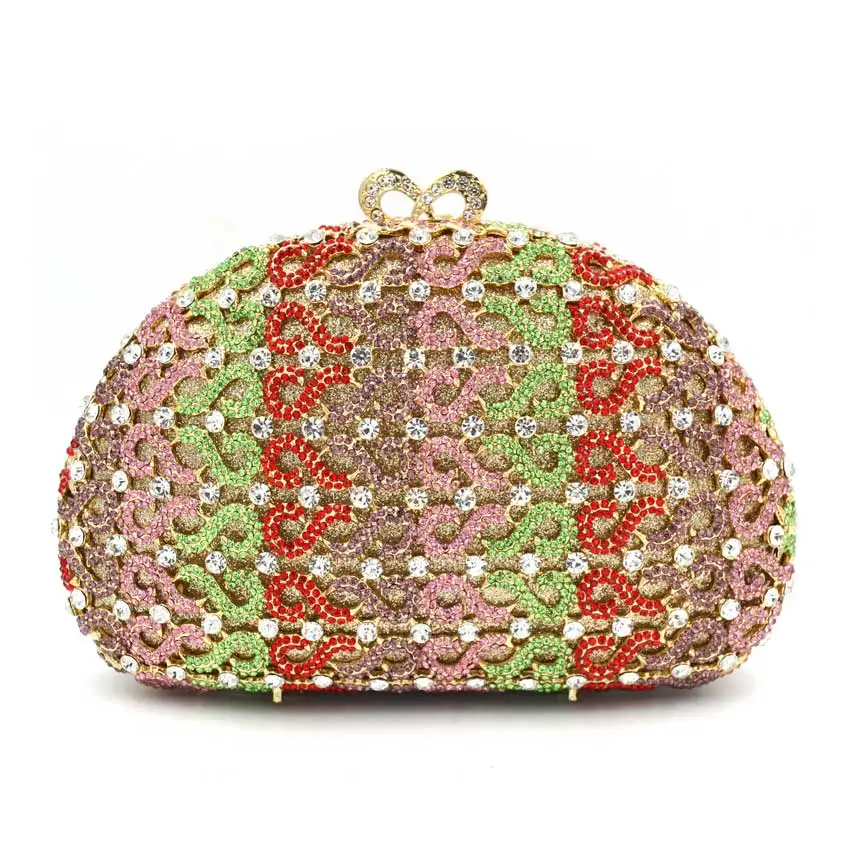 multicolor Новое поступление в виде ракушки Женская Цепочка с кристаллами вечерняя сумка для вечеринки Свадебный Кошелек женский клатч SC592 - Цвет: multicolor