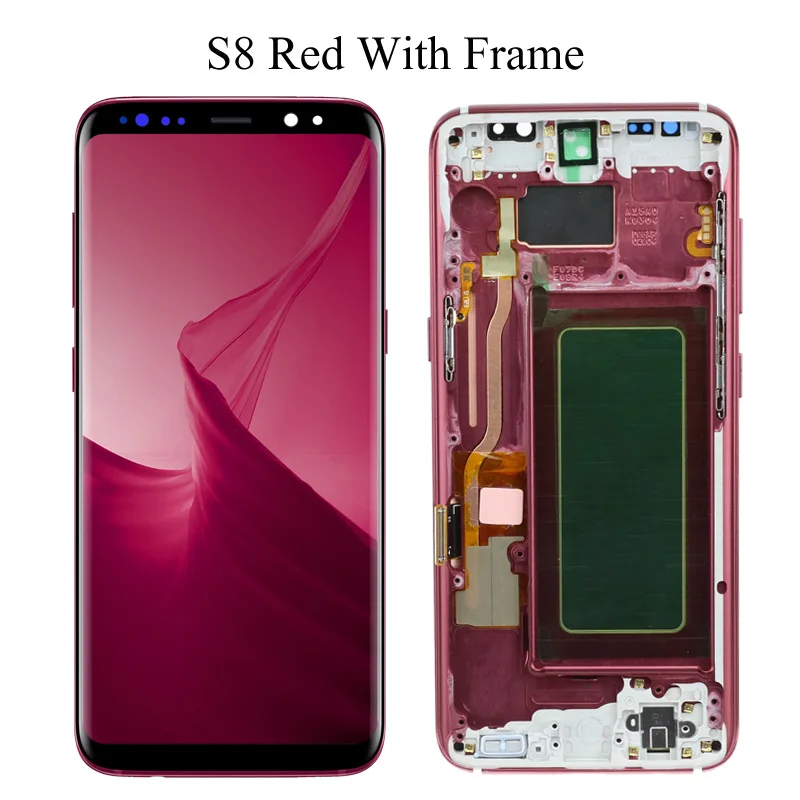 Экран 5,8 ''S8 для SAMSUNG Galaxy S8, сменный сенсорный ЖК-экран G950F G950 с рамкой - Цвет: S8 Red Frame