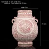 Ceramics Double Ears Ming Dynasty Handpainting Handmade Antique Vase With Underglaze Red Lotus Elegant and Beautiful Treasure 6