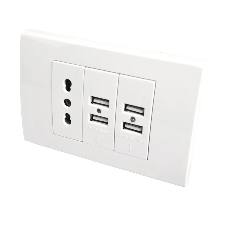 Настенная розетка Coswall итальянская/Чили электрическая с 4 usb портом зарядного