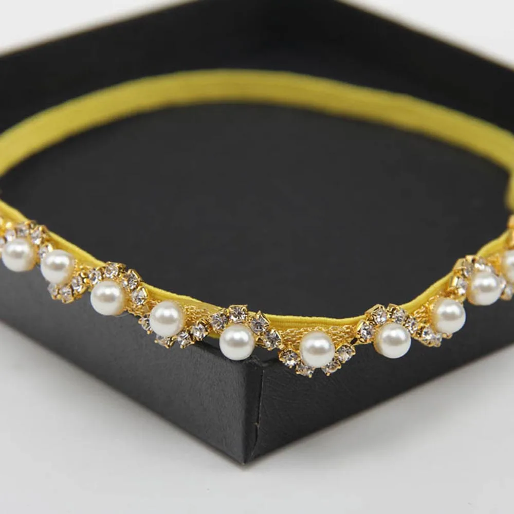 1 шт. Модные Украшения Для Новорожденных Повязки На Голову Bling Hairband искусственный жемчуг стразы повязка на голову реквизиты для фотографии