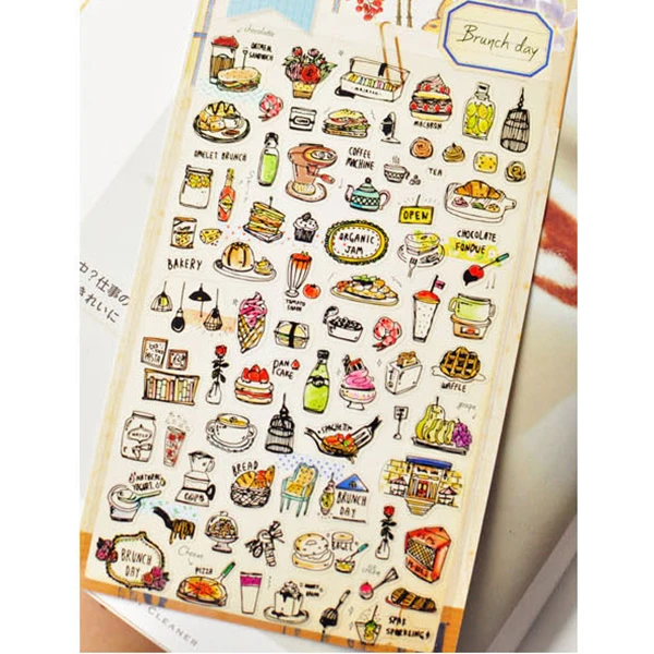 Korean Hearty Dinner Label Stickers Decorative Stationery Stickers