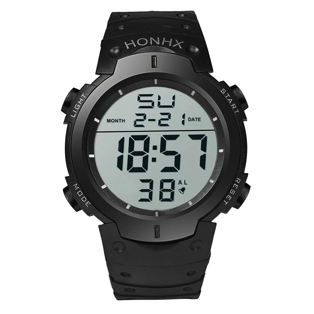 HONHX Для Мужчин's цифровые часы lcd спасательный тент Водонепроницаемый спортивные часы Резиновые наручные часы Для мужчин Роскошные секундомер Дата часы# LH