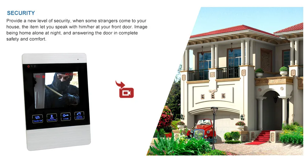 video intercom indoor monitor security design take video and picture 