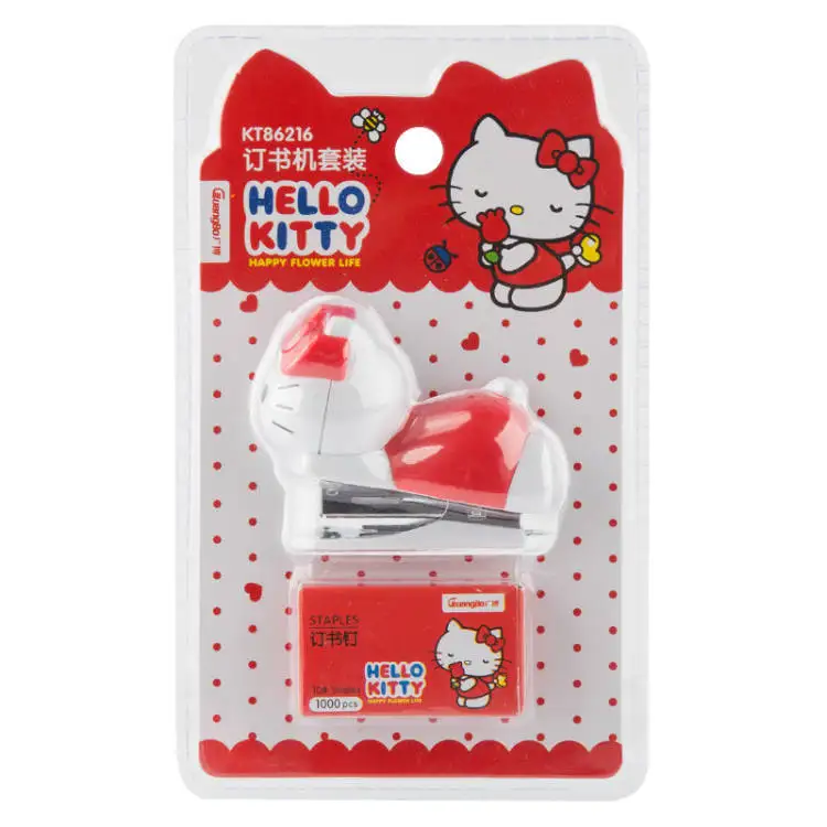 Hello kitty мини степлер переплет книжная бумага портативные скобы - Цвет: red