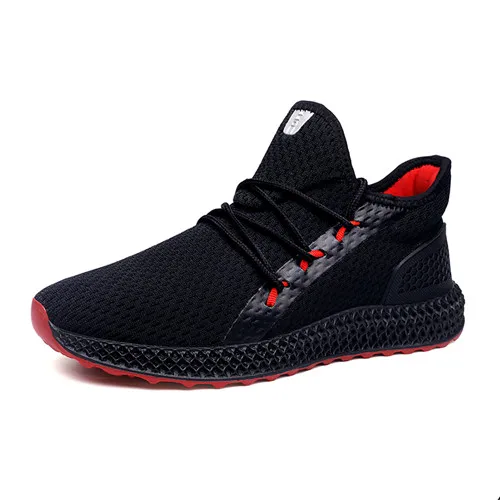 Black Red URBANFIND/Мужская дышащая удобная повседневная обувь; модная мужская парусиновая Обувь На Шнуровке; износостойкие мужские кроссовки - Цвет: Black Red