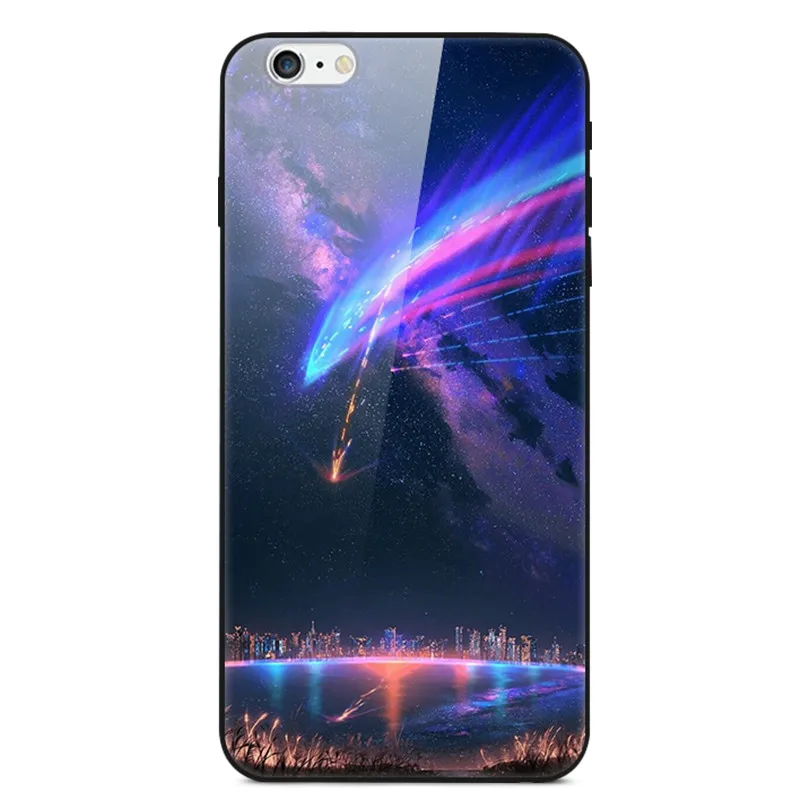 Для iPhone 6, 6 S, 6 S Plus, чехол из закаленного стекла, жесткая Задняя стеклянная крышка, чехол для телефона, для iPhone 7, 8 Plus, роскошный ТПУ бампер, чехол s Capa