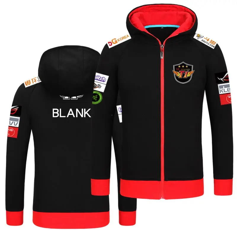 black BLANK Skt T1 толстовки Мужская куртка с длинным рукавом Sktt1 пальто на молнии Faker Peanut Wolf пустые толстовки негабаритных S7 Telecom Толстовка Z40 - Цвет: black BLANK