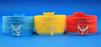 

100pcs Pokemon Go Silicone Bracelets Team Valor Team Instinct Team Mystic Team Work Bracelet Pulseras Best Gift