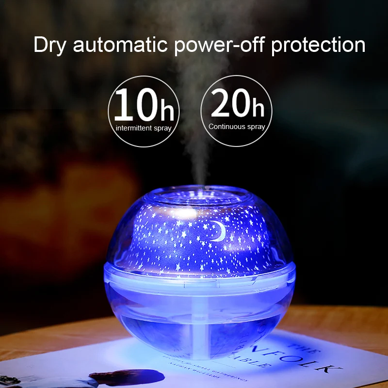 

500ml USB Crystal Night Light Humidifier with Colorful LED Lights Super Mute Aroma Atomizer Diffuser for home Mist Maker