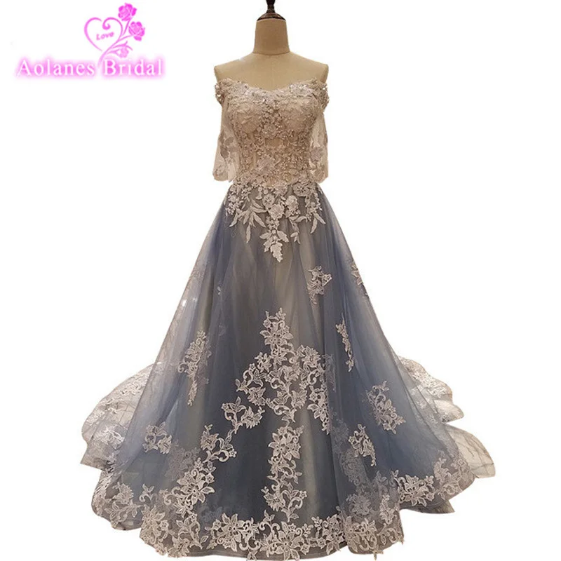 robe de soiree longue Gray Print Floral Appliques Beaded Evening Dresses Long 2017 Off The Shoulder Formal Dresses Evening Gowns robe de soiree longue Gray Print Floral Appliques Beaded Evening Dresses Long 2017 Off The Shoulder Formal Dresses Evening Gowns