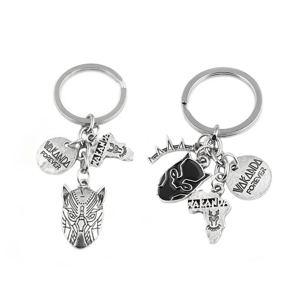 

Avengers 3 Infinity War Keychains Black Panther Wakanda T'Challa Map of Africa Mask Keyring Pendant Women Men Jewelry