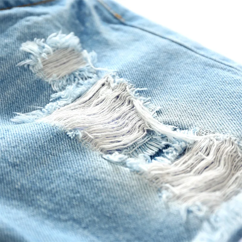 New Baby Boys Holes Jeans Shorts Pants Kids Summer Light Blue Denim Shorts For Boy Elastic Waist Cotton Children Clothing 2-6Y boys shorts kids denim shorts