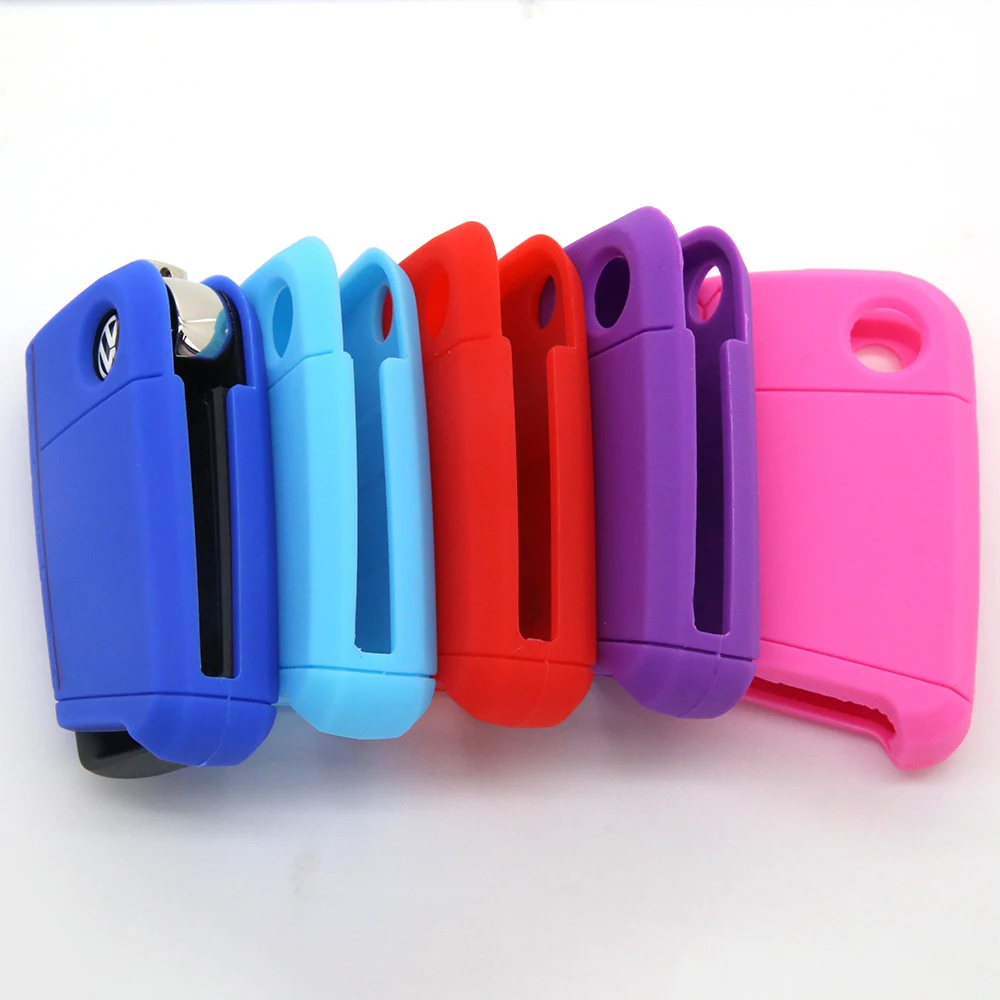 RYHX Silicone 3BTNS Folding Key Cover Case for VW Golf 7 MK7 Skoda Octiva A7 Polo