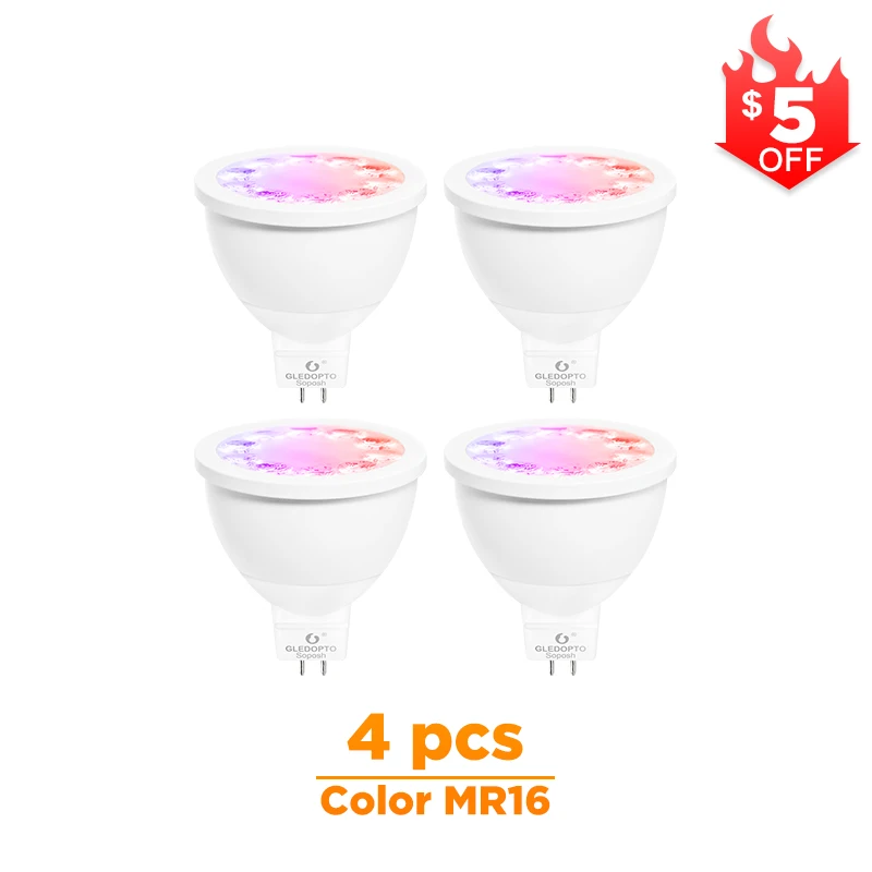 4Pcs Mr16 DC12V G светодиодный OPTO умный дом цветной и двойной белый 5 Вт GU10 4 Вт mr16 2700-6500 к Светодиодный прожектор zigbee 3,0 работает с amazon alexa echo puls - Испускаемый цвет: 4Pcs Mr16 DC12V