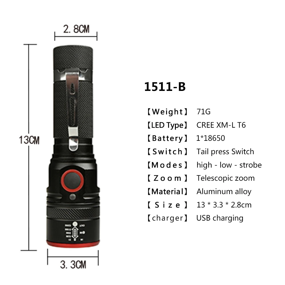 3800LM светодиодный светильник-вспышка USB Перезаряжаемый светильник-вспышка с usb XML T6 портативный масштабируемый фонарь 3 режима фонарь для аккумулятора 18650