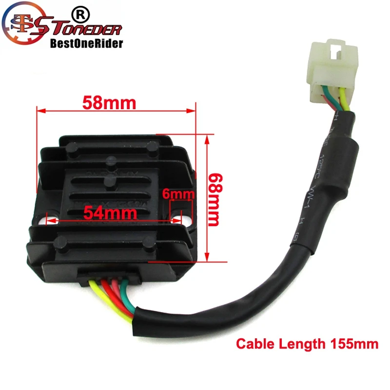 STONEDER 4 шпильки штекер регулятор напряжения Выпрямитель для GY6 110cc 125cc 140cc 150cc 160cc Скутер мопед ATV Quad Dirt Pit Bike