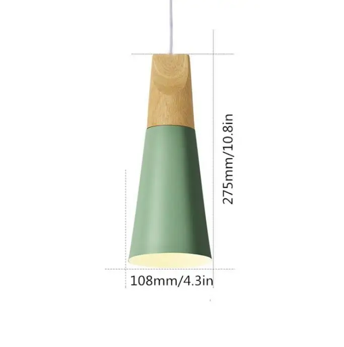 Green-108mm Подвесные светильники современная деревянная свисающая лампа скандинавского света для кафе ресторана спальни Подвесная лампа для кухни красочная Подвесная лампа - Цвет корпуса: Green-108mm
