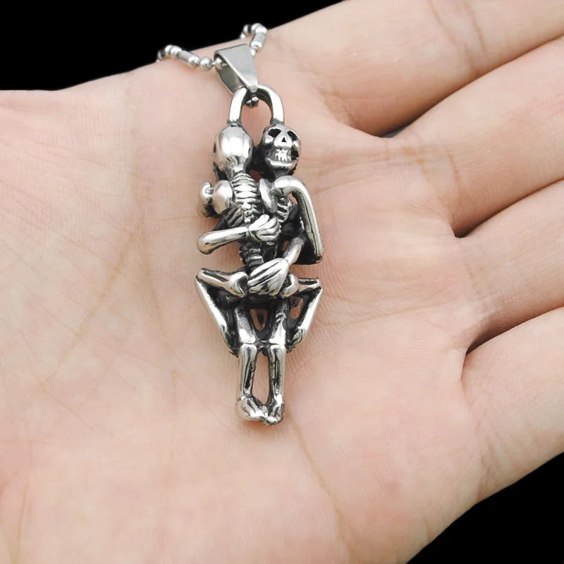 Очаровательное двойное ожерелье ATGO с подвеской в виде черепа ювелирные изделия