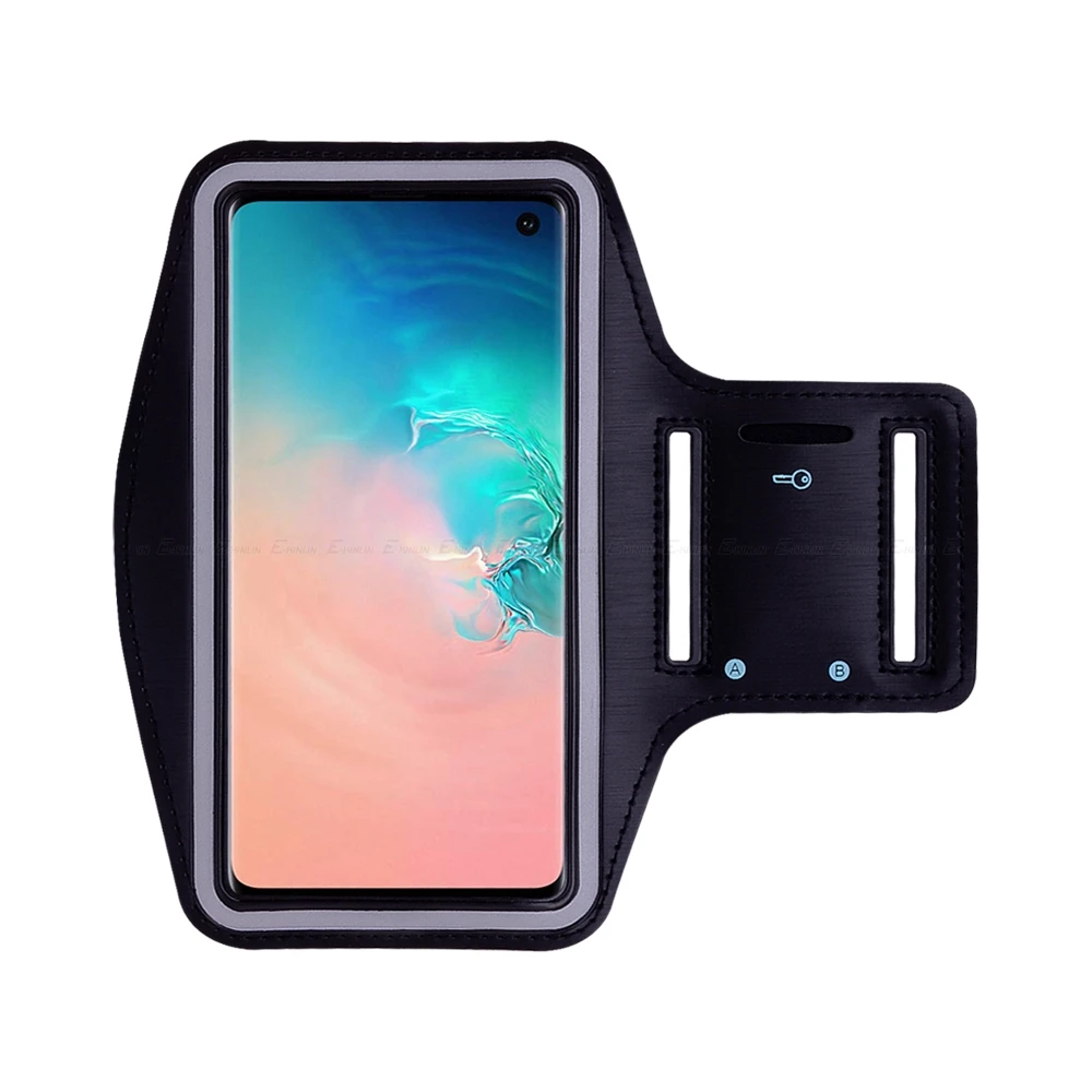 Чехол-сумка для телефона для бега и велоспорта для samsung Galaxy S7 S6 Edge S8 S9 S10e S10 Plus 5G Note 10 5 8 9 чехол на руку - Цвет: Черный