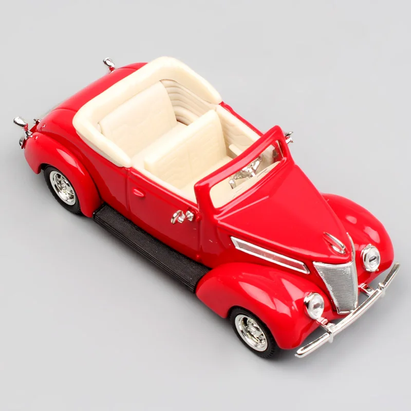 

1:43 Scale small 1937 Ford V8 engine Convertible roadster Model 48 metal die cast car minicar free wheels thumbnails toy for boy
