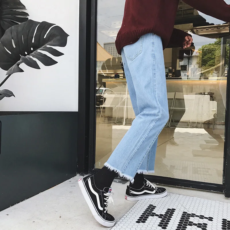 2017 осенние корейские новые стильные классические мужские мешковатые синие