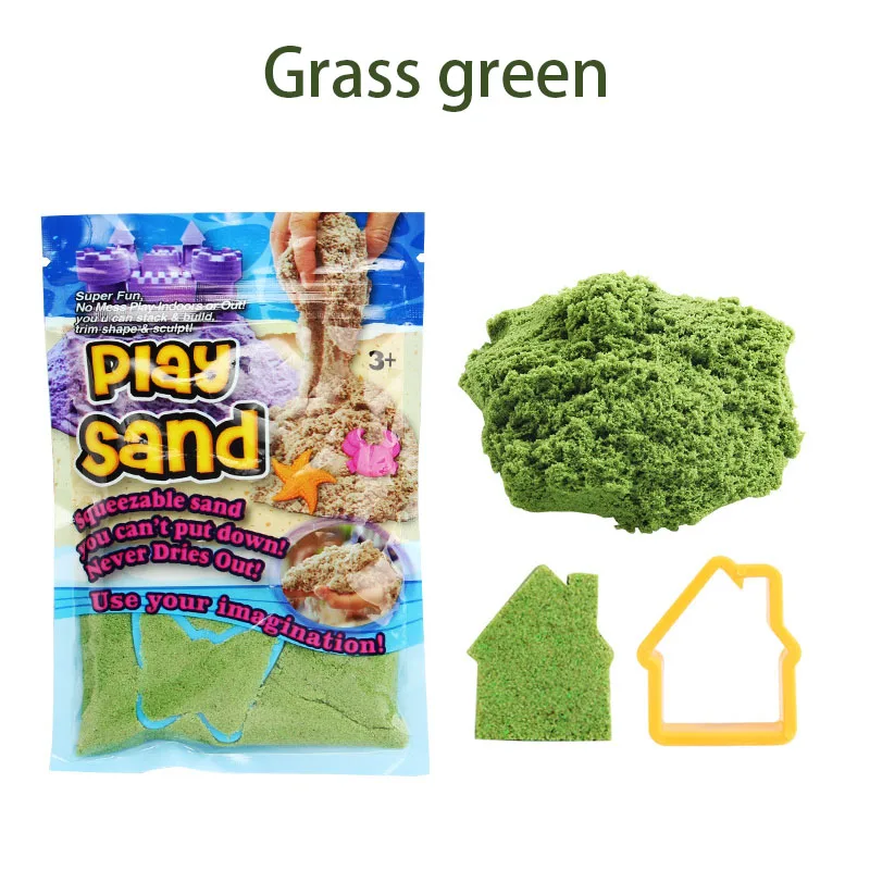 Grass green Космический цвет песок 100 г сумка в сборе пресс-форма Ультралегкая глина Резина Нетоксичная Защита окружающей среды литье песок DIY игрушка - Цвет: Grass green