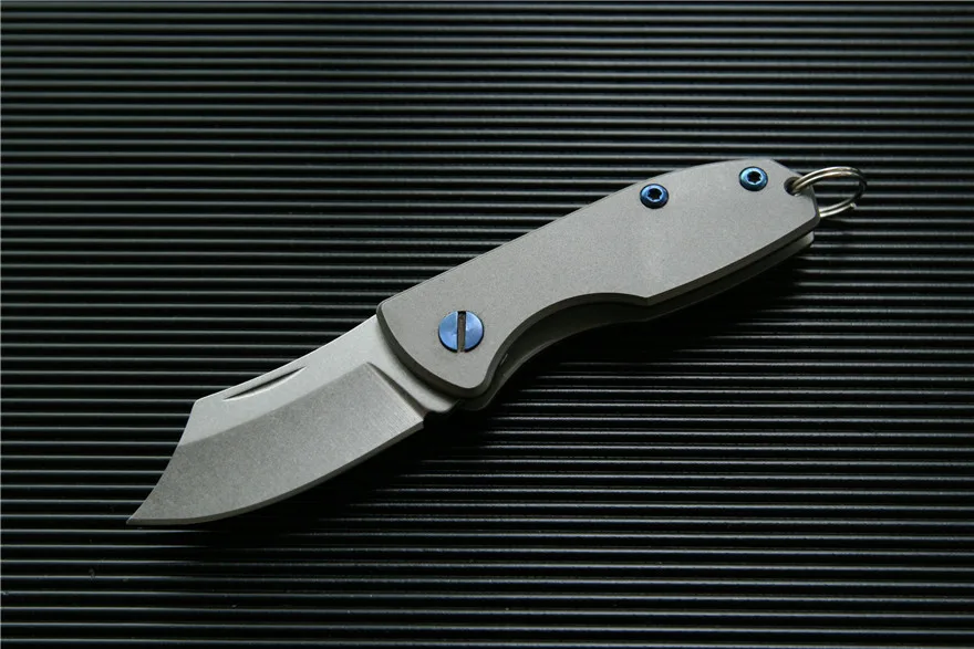 D2 blade Мини карманный нож Дамаск стали D2 складной нож титановая ручка ключ тактические ножи выживания кройки спасения EDC инструменты - Цвет: D2 blade