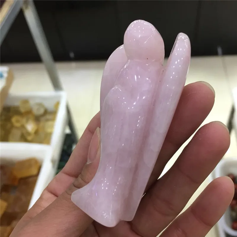 Большой размер Прямая натуральный розовый кварц кристалл драгоценный камень ангел медитация Рейки Исцеление Кристалл ручной резной Ангел