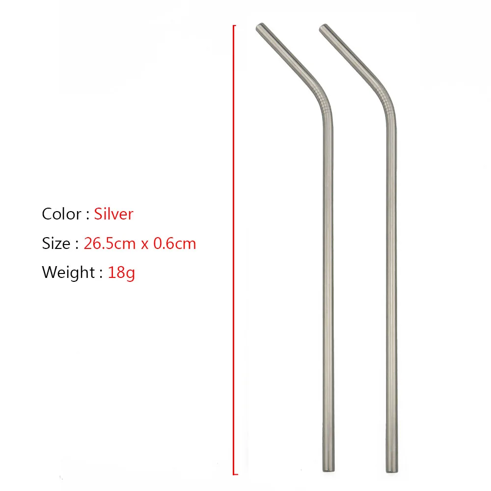 26.5cm Bend Silver JASHII 26,5 см красочное питье соломинки из нержавеющей стали прямой и изогнутый многоразовый фильтр с щеткой соломинка для напитков инструменты 2 шт - Цвет: 26.5cm Bend Silver