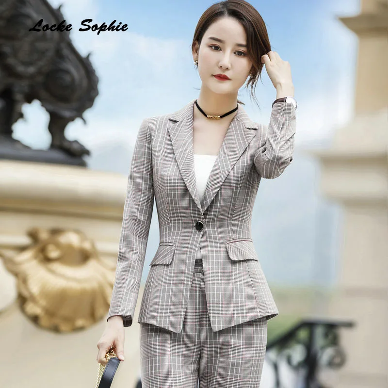 1pcs Womens Plus size Blazers coats 2019 Spring cotton Single buckle plaid Small Suits jackets ladies Skinny Blazers Suits coats