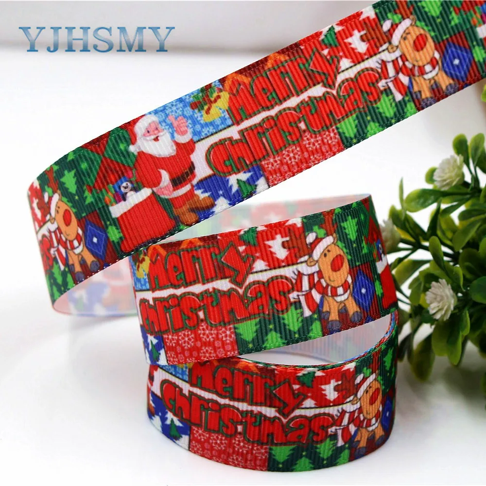 D-17720-846,1'' 25mm 10yards christmas printed grosgrain ribbon,christmas decorations for home Gift wrap headwear accessories