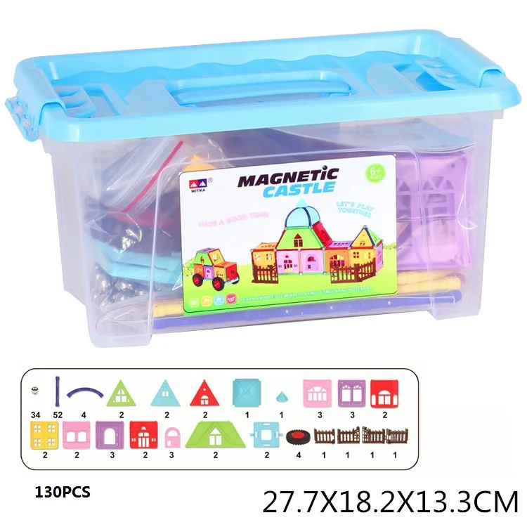 

130 pieces of elongated magnetic rod Castle barreled magnetic building blocks for children's benefit toys
