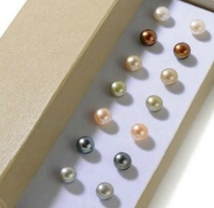 

free shipping 00416 7 pairs Freshwater Pearl Stud Earring