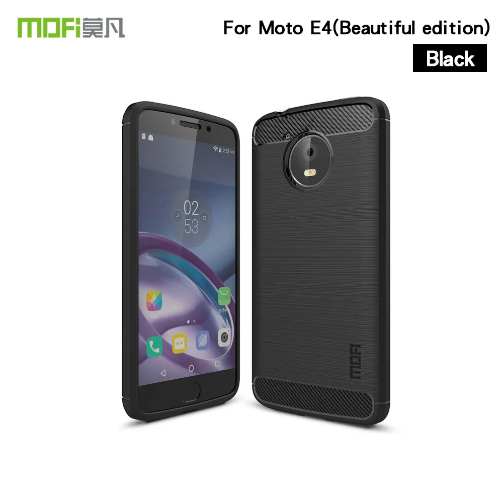 Черный Mofi для Motorola E4 US Edition чехол для телефона силиконовый бампер мягкий чехол для Moto E4 красивый выпуск чехол для телефона оболочка - Цвет: Черный
