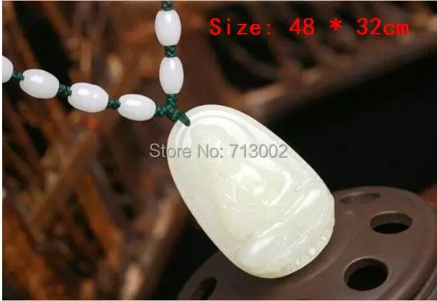 Ручной работы Carven амулет молочно-белый нефритовый Будда Бодхисаттва кулон счастливый шарик ожерелье талисман