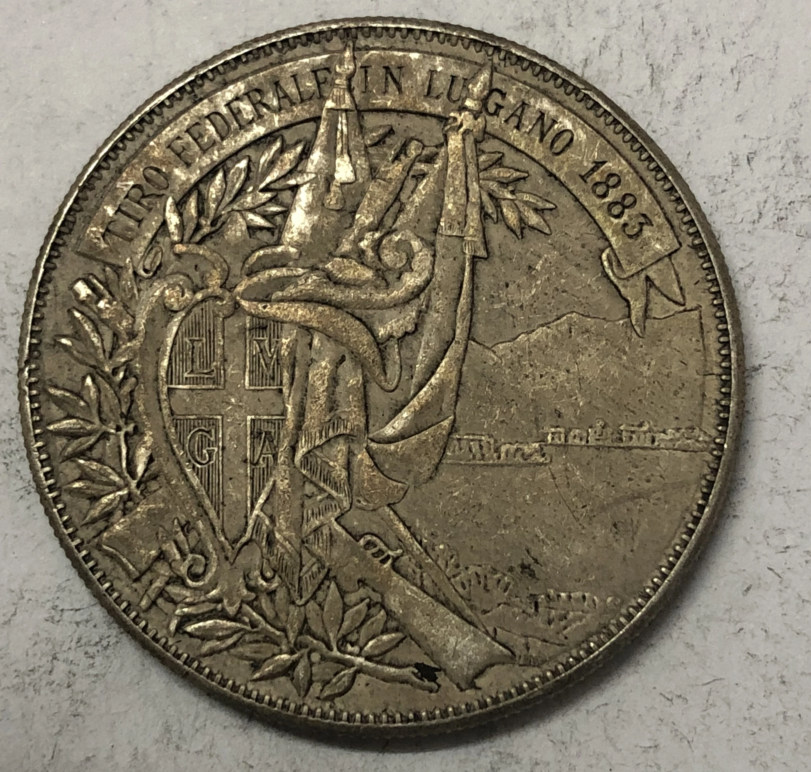 1883 Switzerland 5 франков фестиваль стрельбы
