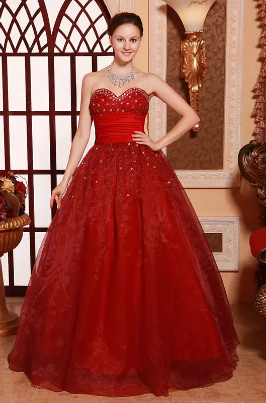 Cheap Red Evening Dresses Sexy 2014 Ball Gown Organza Crystals Pearls Sashes Corset Bck Elegant High Quality Free Shipping|corset 34dd|corset
