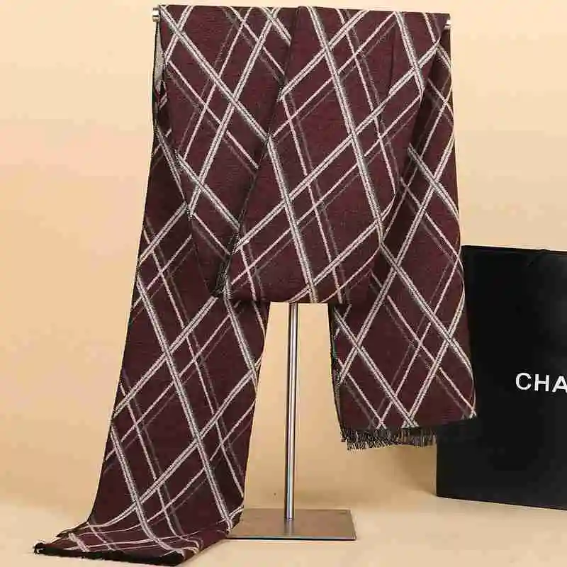 Winter Scarf Men Business Casual Cashmere Scarf Chic font b Tartan b font One Piece Scarf