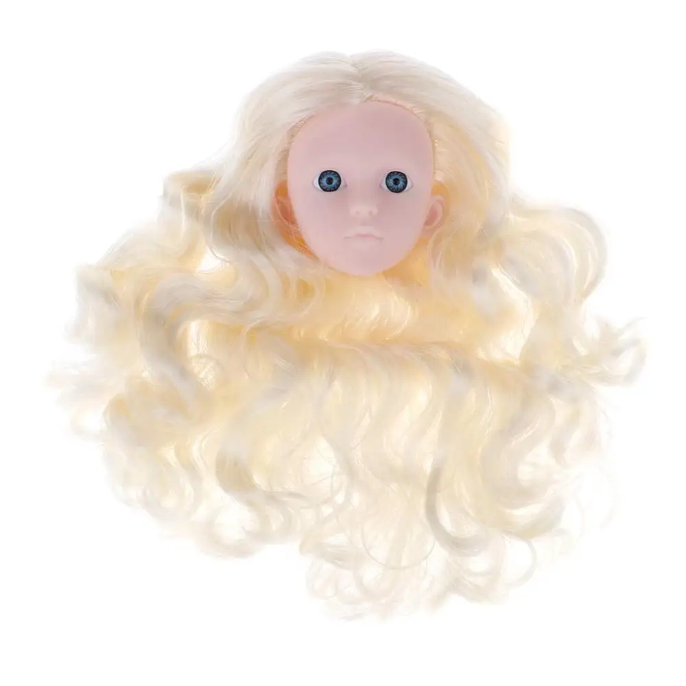 Пластиковая кукла голова с 3D реальными глазами Косплей DIY голова 1/4 BJD Кукла тело 1/4 кукла Синьи для девочек детские игрушки куклы аксессуары - Цвет: Blonde curly