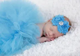 Blue 1 Baby Set Реквизит для фотосессии для маленьких девочек, 1 шт., повязка на голову с цветком+ 1 шт., сетчатая юбка-пачка, Одежда для новорожденных, забавные костюмы для малышей, Детские фотографии - Цвет: Blue 1 Baby Set