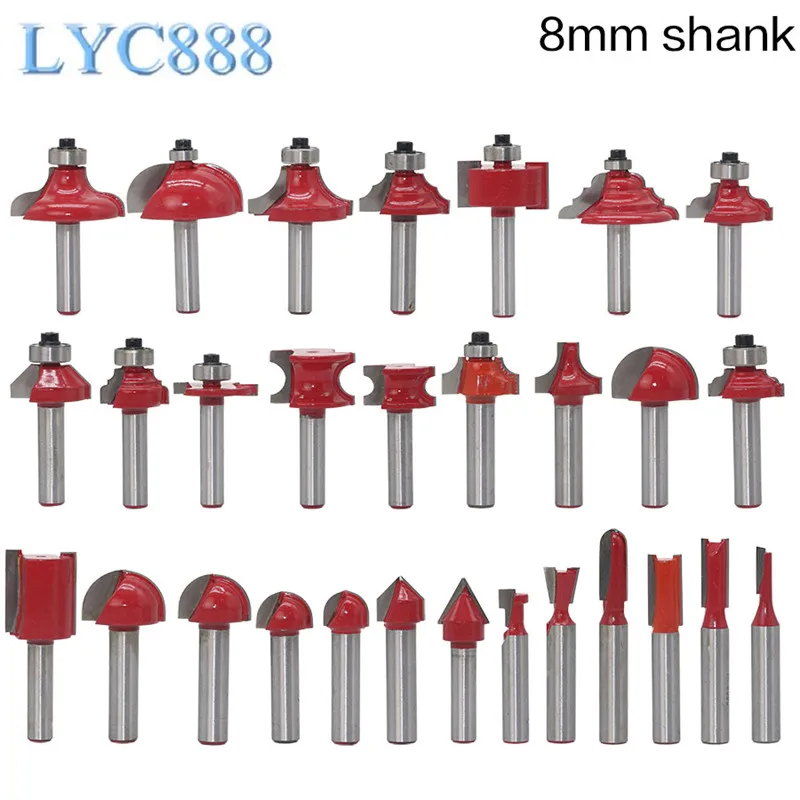 1PC 8mm Shank Corner Rounding Wood Corner Round Cove Box Bits Tools Router Bit Straight End Mill