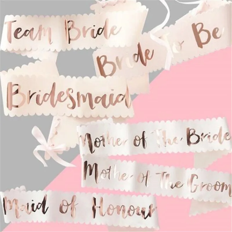 Team Bride to be Rose Gold Sash Hen Bachelorette Party Decorations Wedding Bridal Shoulder Marriage Bride to Be Party Supplies