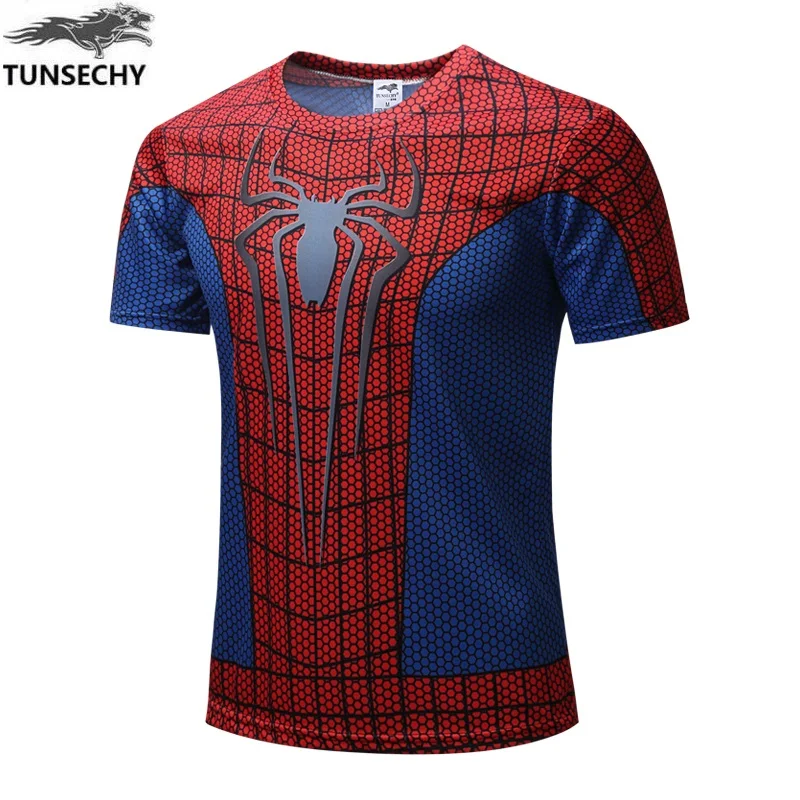 

2017 TUNSECHY Brand fashion super hero The hulk batman iron man The T-shirt male fitness Short sleeve Digital printing T-shirt