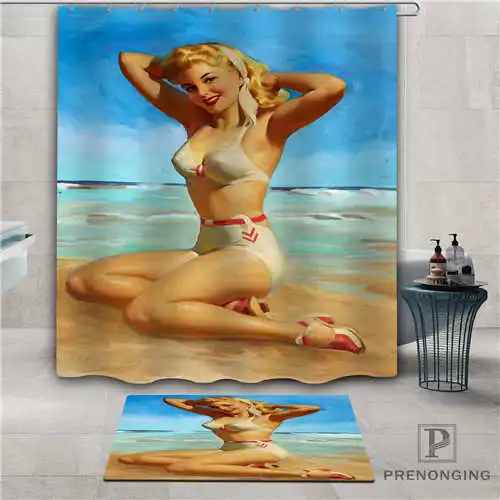 

Custom pin-up-girl (7) Waterproof Shower Curtain Doormat Home Bath Bathroom Polyester Fabric Multi Sizes#2019-1-05-76